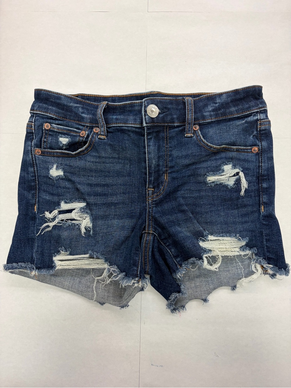 American Eagle Outfitters Distressed Dark Blue Denim Cutoff Shorts